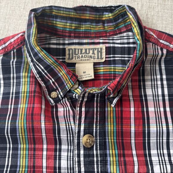 Duluth Trading Co Shirt Men's Medium BBQ Short Sleeve 72510 Plaid Button Front - Picture 2 of 8